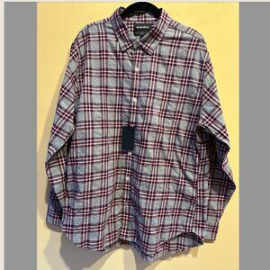 Bonobos Men Shirt  Gray Burgundy Tartan Plaid Flannel Slim Fit Casual XL NWT
